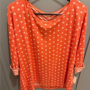 Talbots Coral Polka Dot Blouse